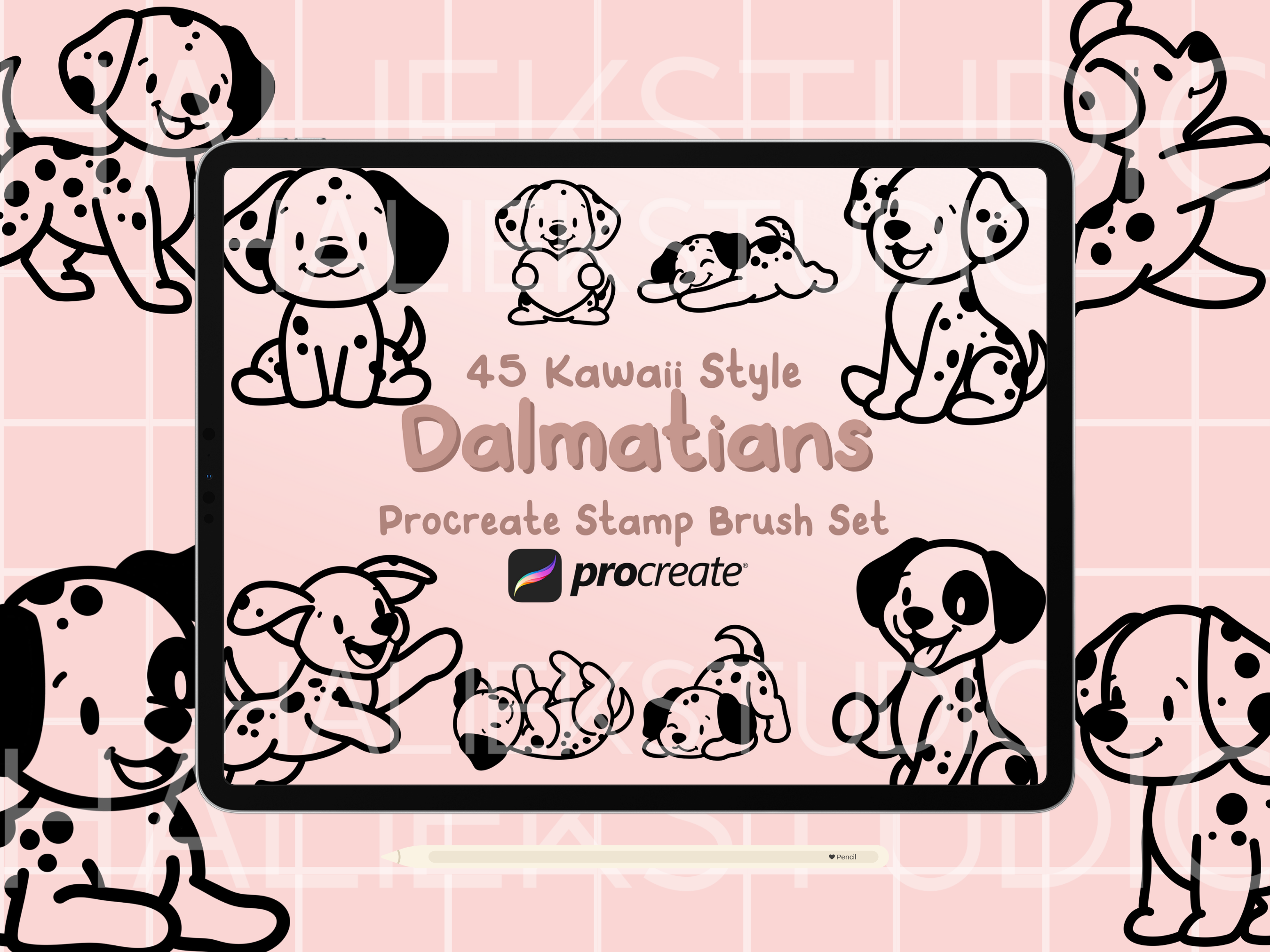 Dalmatian Procreate Stamp Brush Set Graphic by HalieKStudio · Creative ...