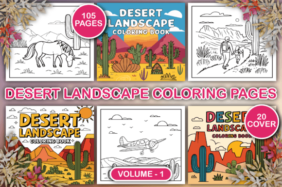 Desert Landscape Coloring Pages for Kids Graphic by Shahidul-Art ...