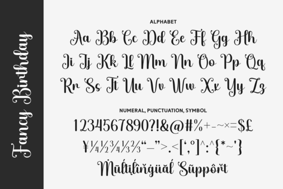 Fancy Birthday Font PNG with transparent background - Preview 1