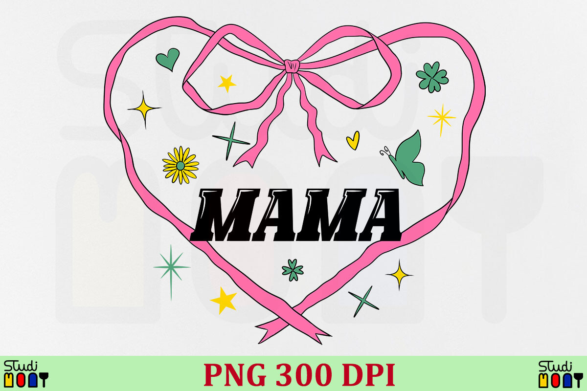 Valentine Mama Heart Ribbon Coquette PNG Graphic by Studimony ...