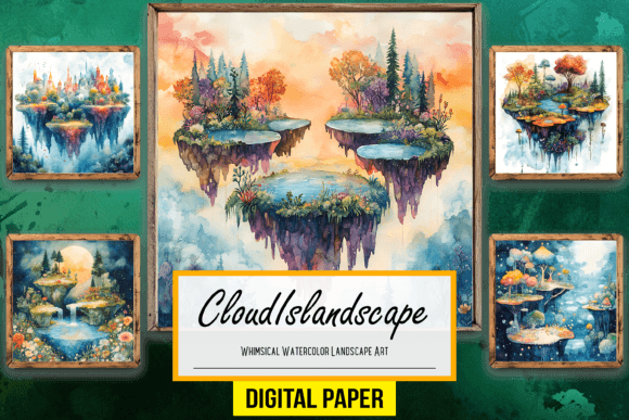Whimsical Watercolor Landscape Artwork Graphic by Canvas Elegance ...