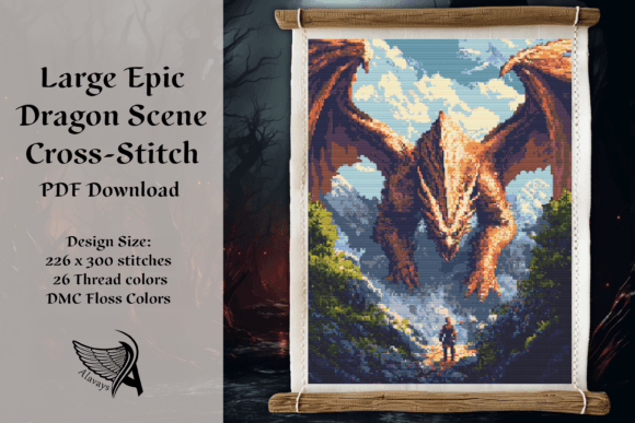 Huge Epic Fantasy Dragon Scene