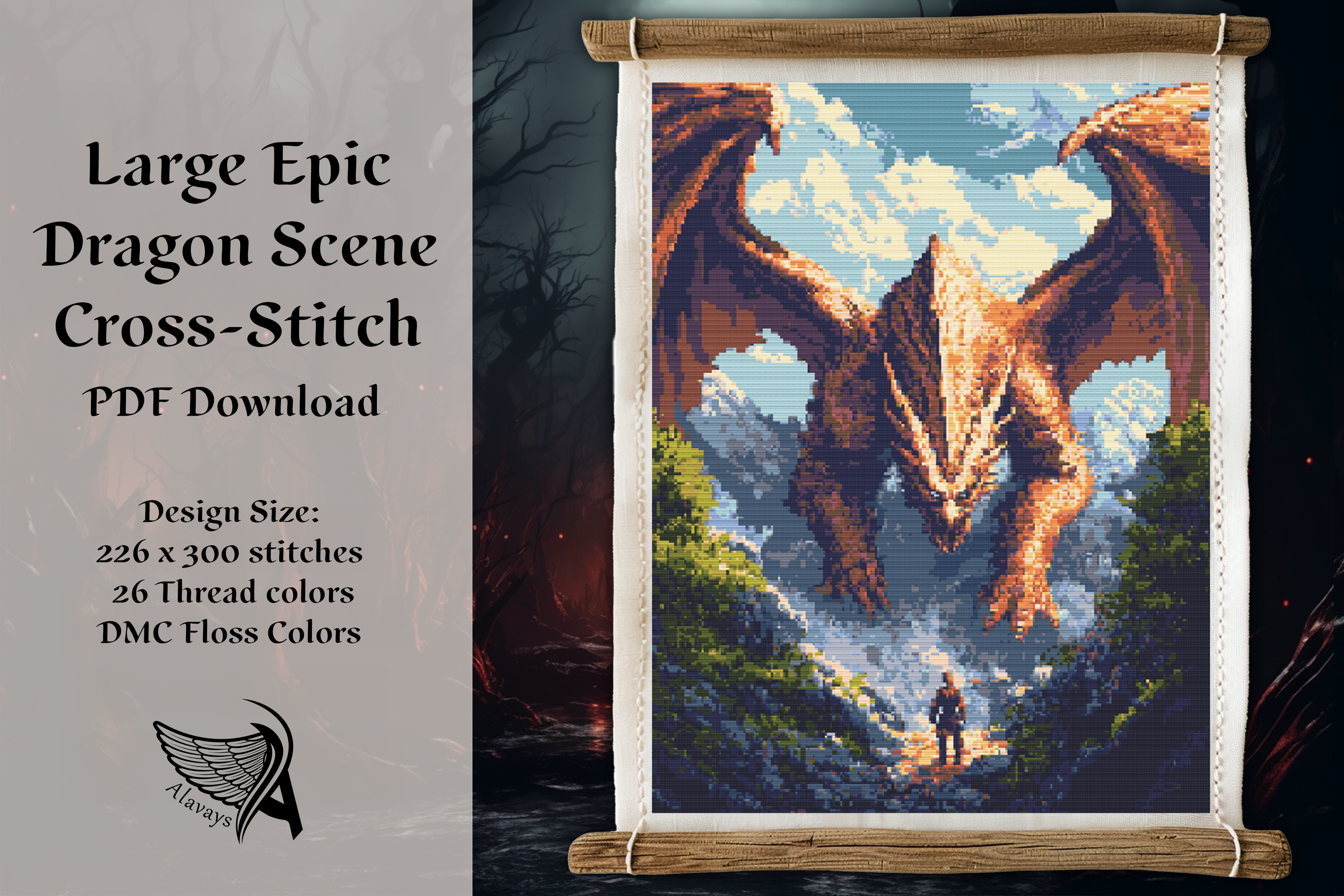 Huge Epic Fantasy Dragon Scene