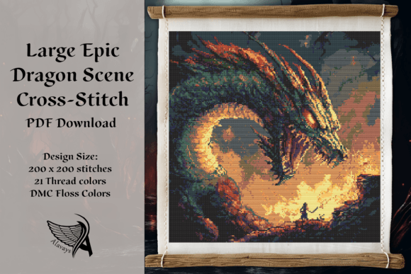 Large Epic Dragon Slayer Fantasy Scene