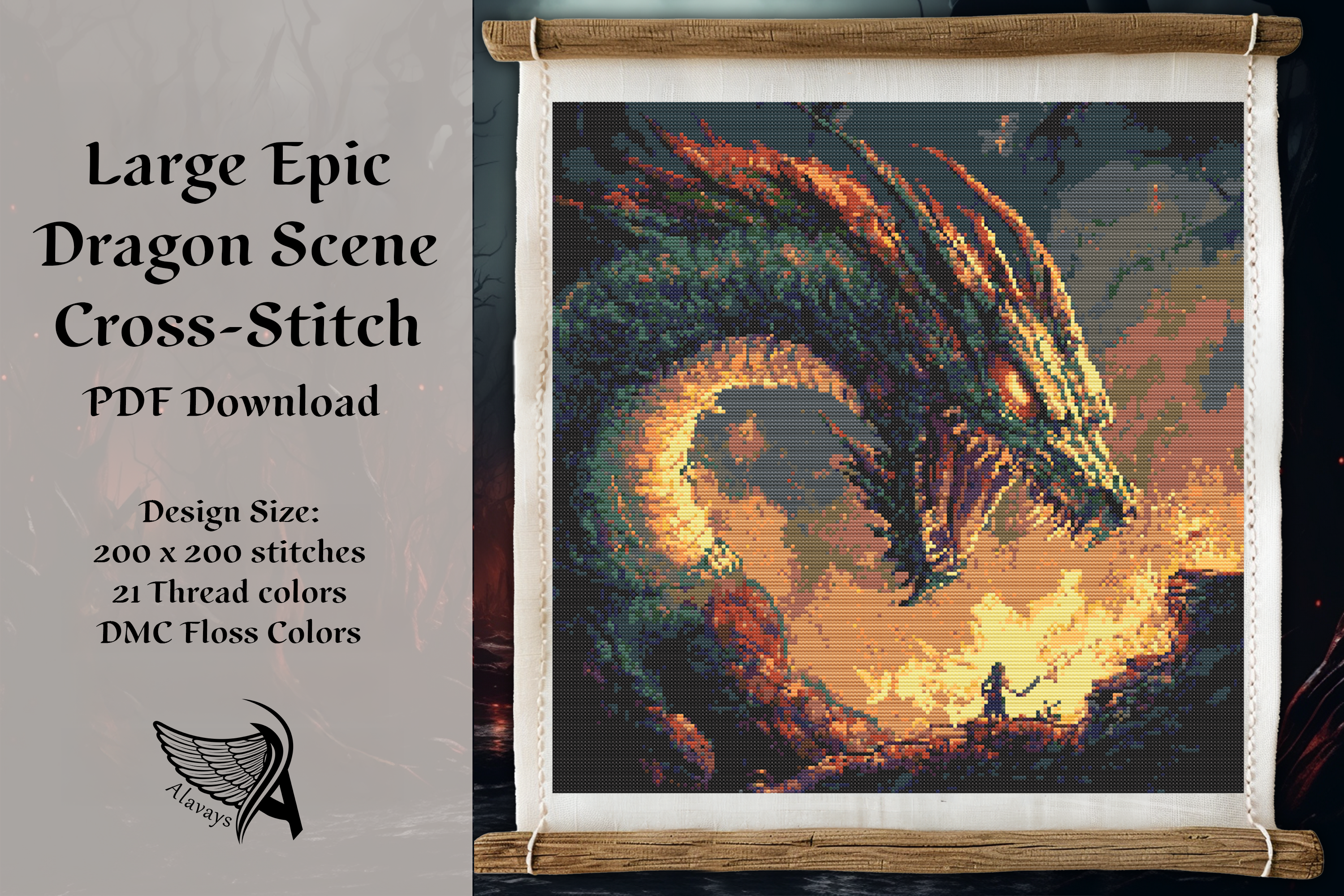 Large Epic Dragon Slayer Fantasy Scene
