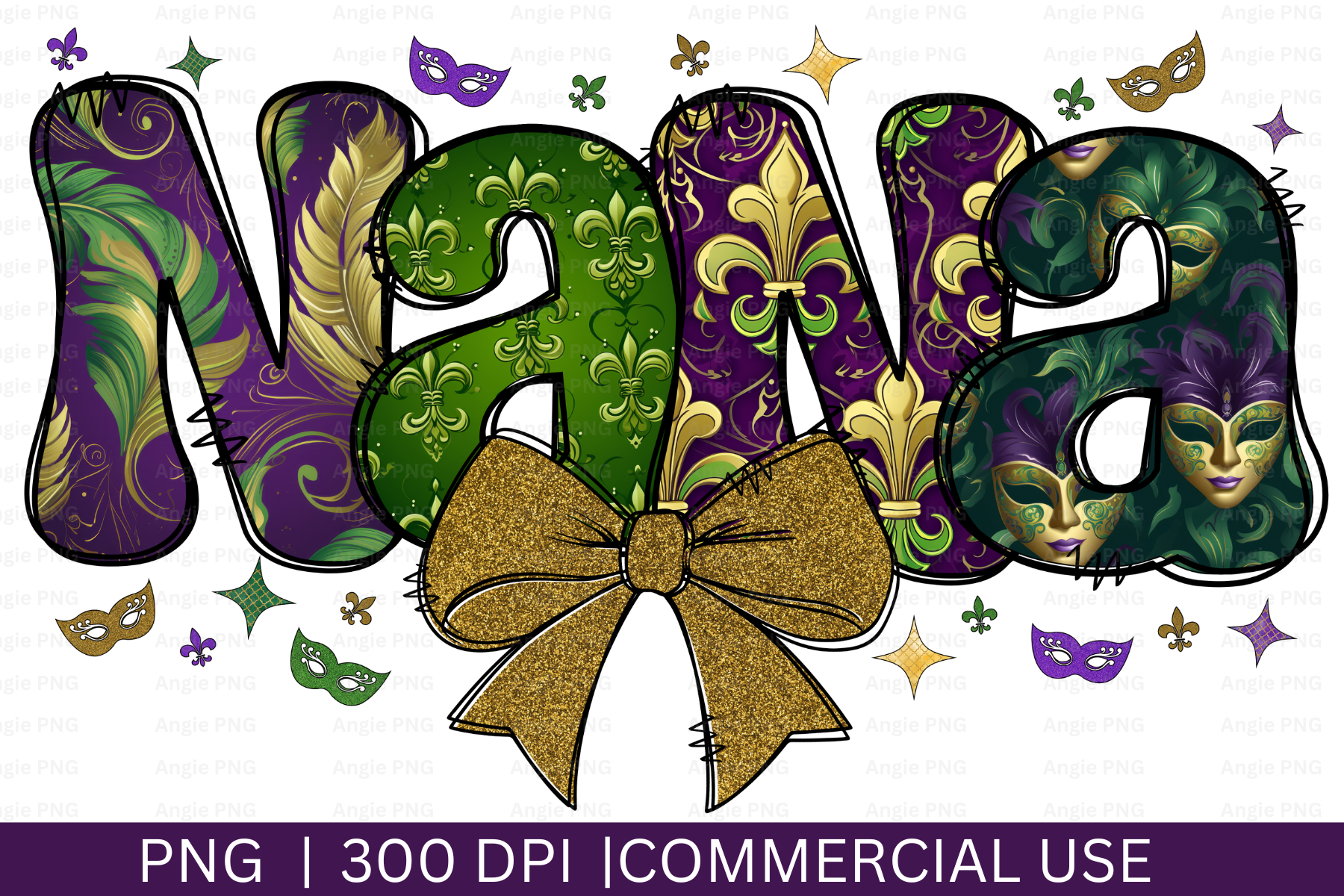 Mardi Gras Nana, Coquette Bow PNG Graphic by angela39503 · Creative Fabrica
