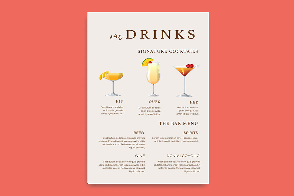 Signature Wedding Drinks Menu