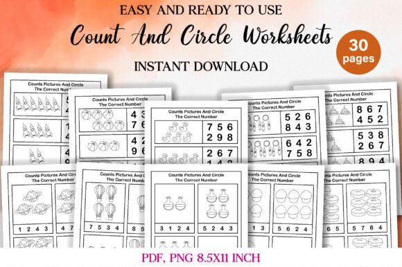 Count and Circle Worksheets for Prek