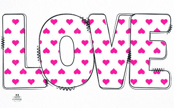 Love Valentine's Doodle Heart Font font preview - 1