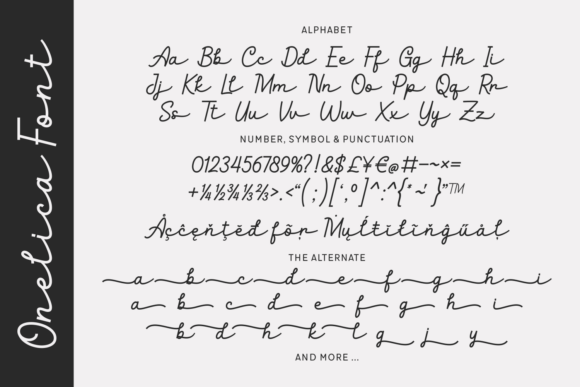 Onelica Font PNG with transparent background - Preview 1