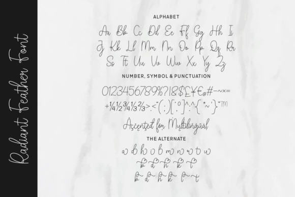 Radiant Feather Font PNG with transparent background - Preview 3