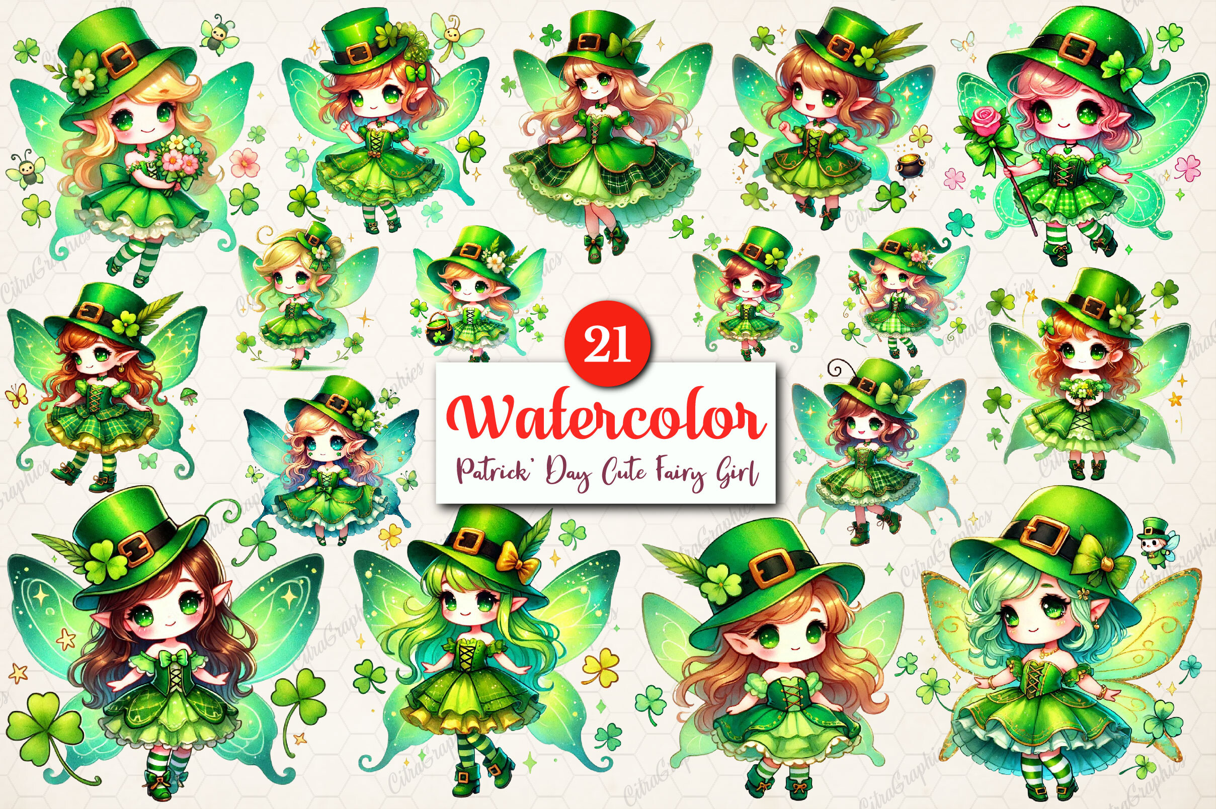 St. Patrick' Day Cute Fairy Girl Clipart Graphic by CitraGraphics ...