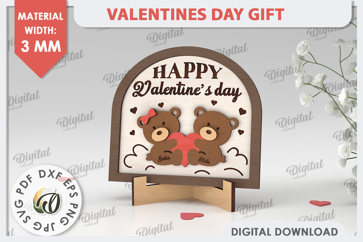 3D Valentines Day Gift Laser Cut Design · Creative Fabrica