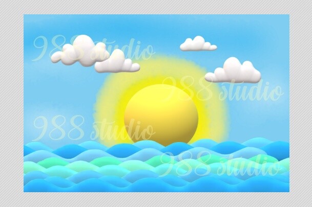3d Sea Sun Sky Cloud Landscape Png Graphic by 988 studio Jay · Creative ...
