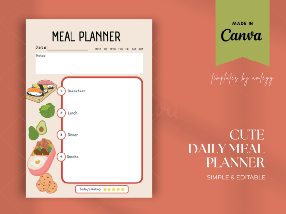 Cute Daily Meal Planner Template
