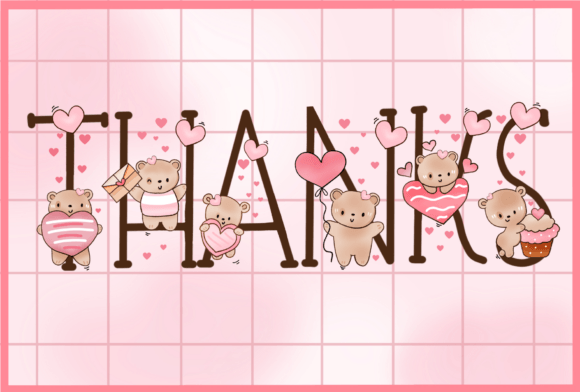 Cute Sweet Bear Heart Font PNG with transparent background - Preview 5