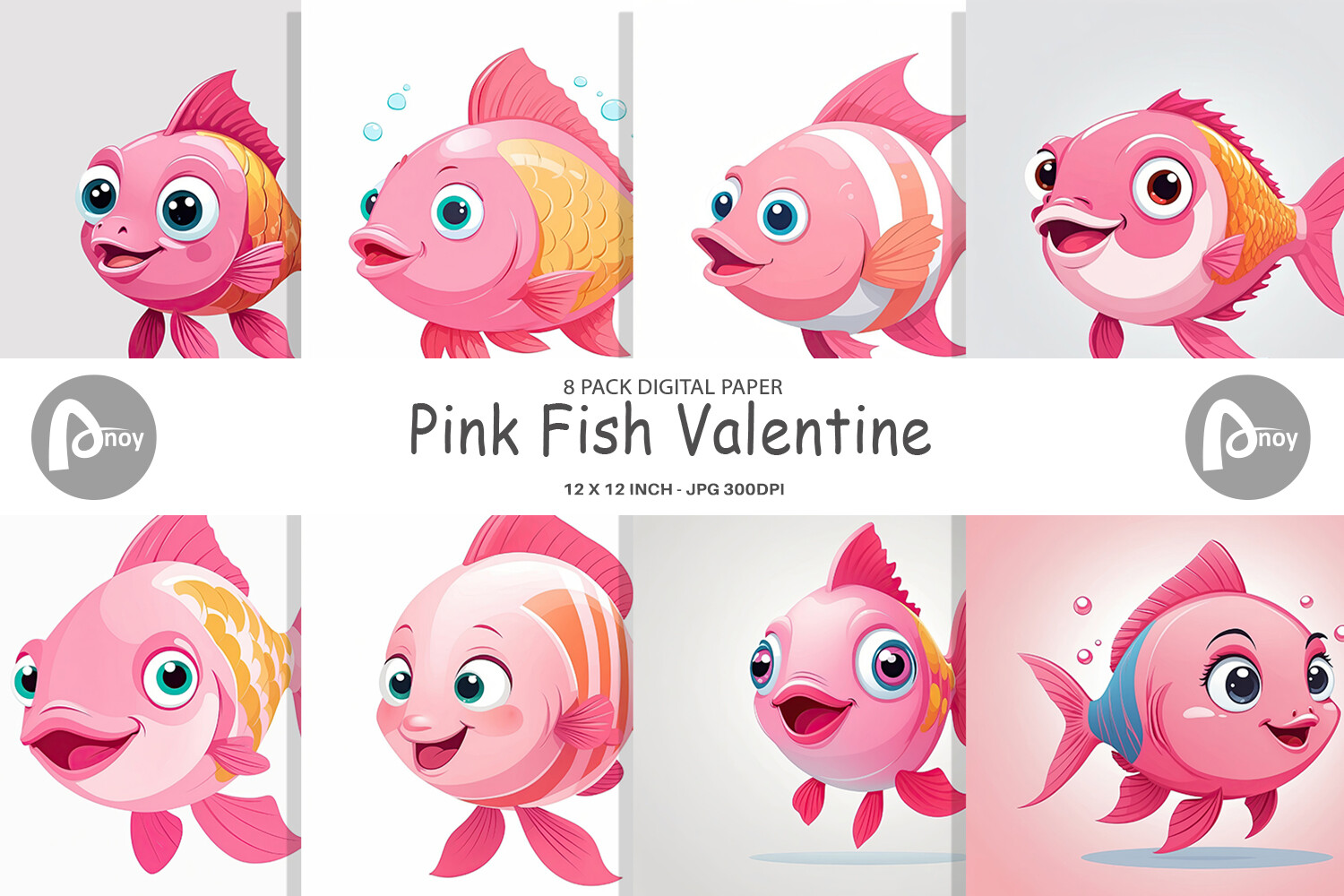 Digital Paper Pink Fish Valentine Graphic by Artnoy · Creative Fabrica
