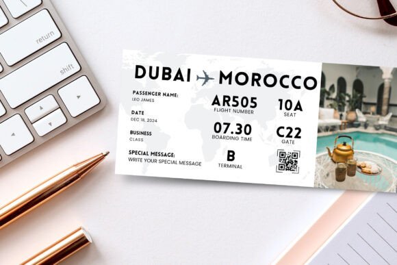 Morocco Boarding Pass Ticket Template