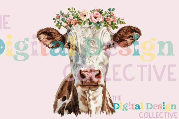 Watercolor Floral Highland Cow Clipart Graphic by lizballew · Creative ...