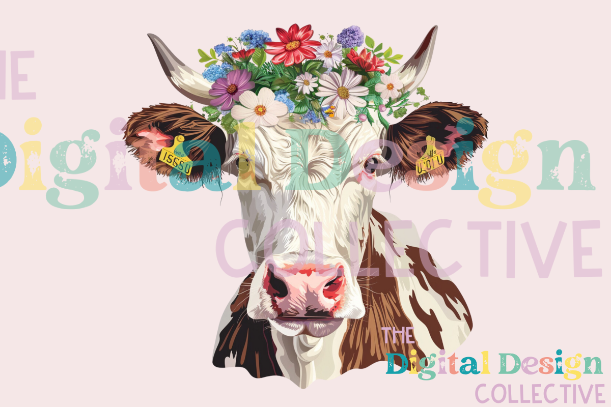 Watercolor Floral Highland Cow Clipart Graphic by lizballew · Creative ...