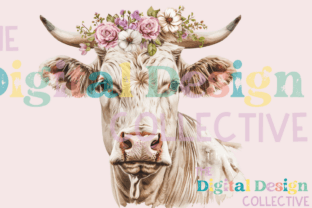 Watercolor Floral Highland Cow Clipart Graphic by lizballew · Creative ...