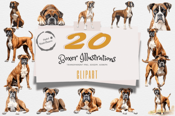 boxer dog 20 exclusive PNG bundle deal for Cricut sublimation Etsy sellers