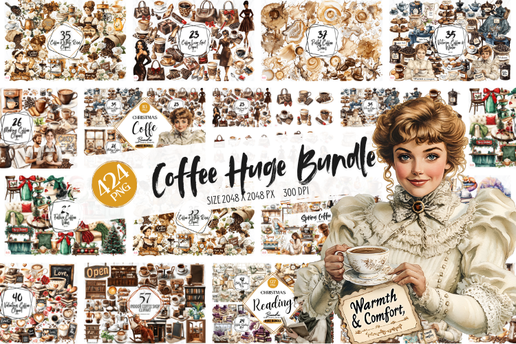 Coffee Clipart Huge Bundle Graphic by Markicha Art · Creative Fabrica