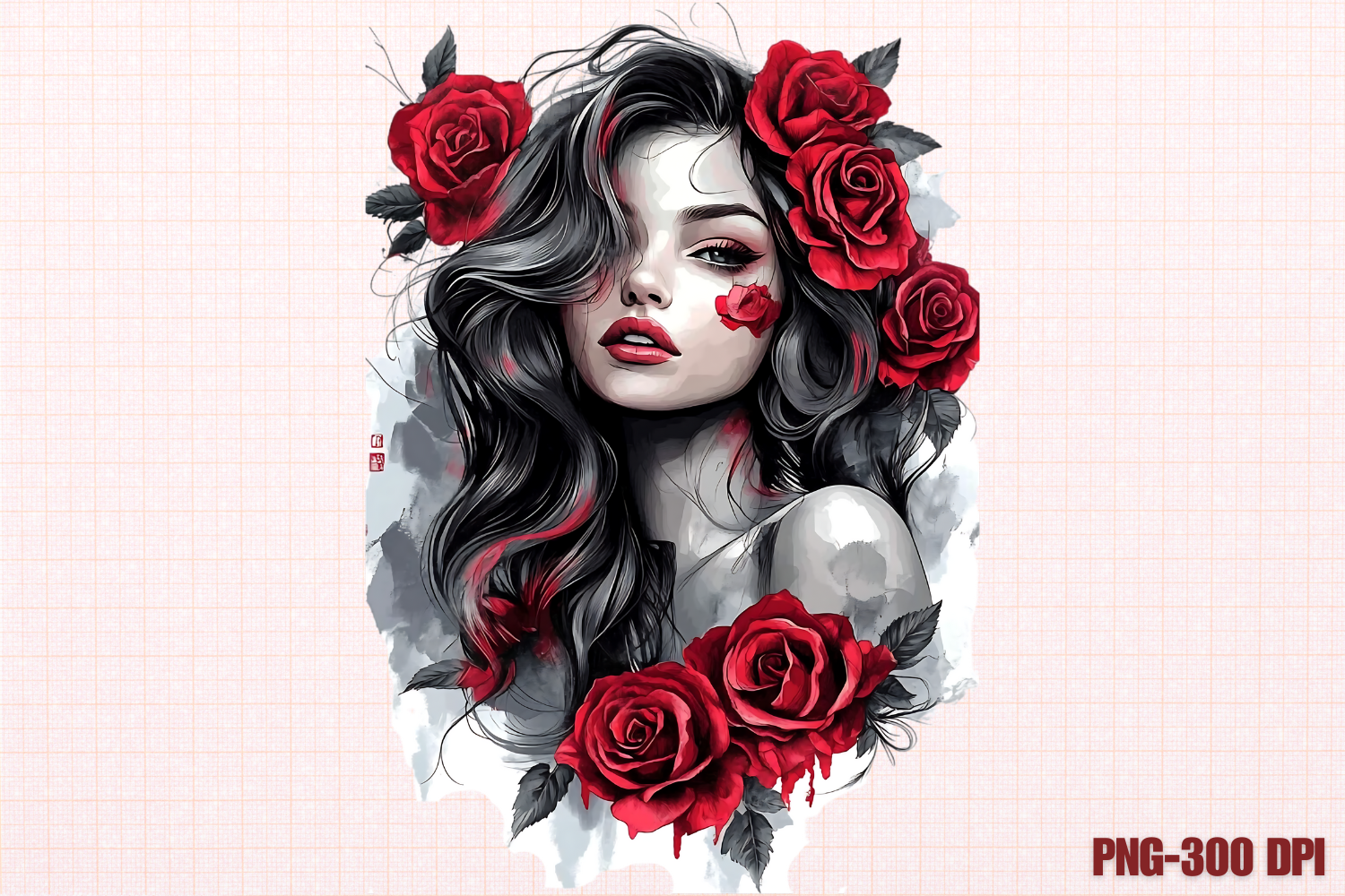 Dark Rose Girl Sublimation Clipart Graphic by ArtiCraft Designs ...
