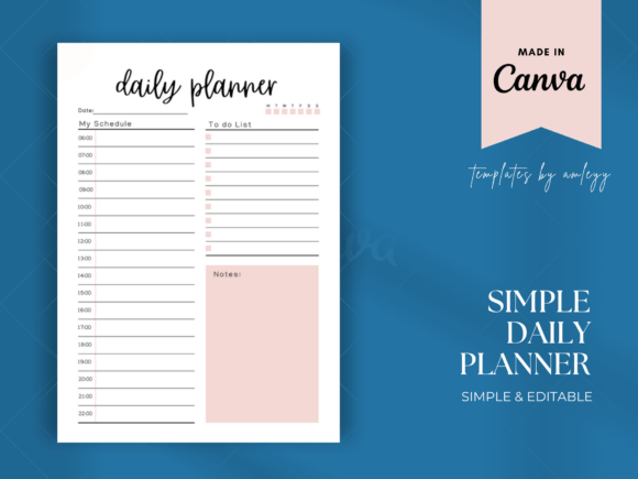 Simple Daily Planner Canva
