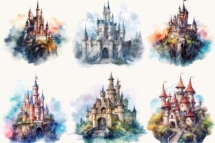 Watercolor Fantasy Castles Clipart Graphic by busydaydesign · Creative ...
