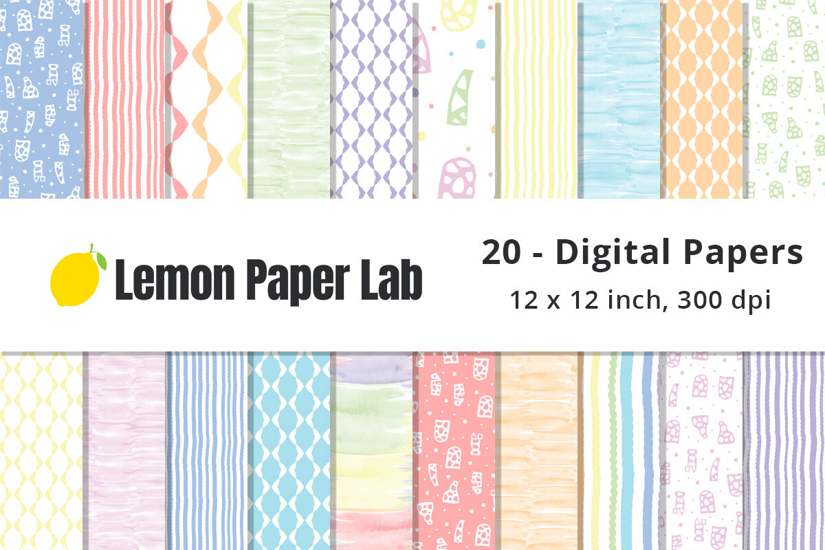 Pastel Rainbow Digital Scrapbook Papers