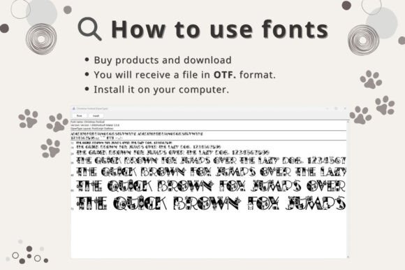 Paw Cat Font PNG with transparent background - Preview 3
