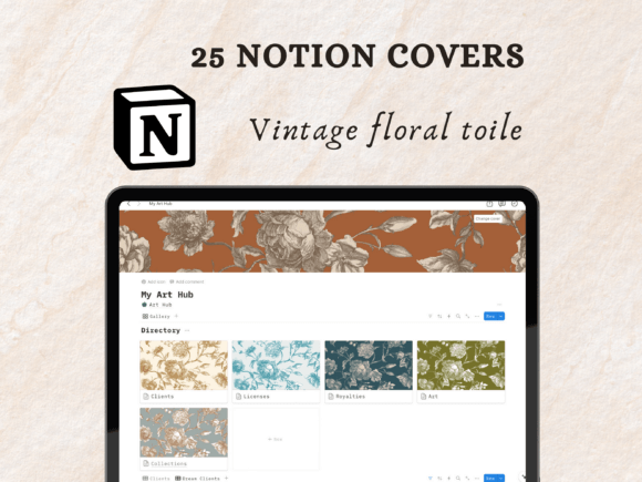 Vintage Floral Pattern Notion Covers