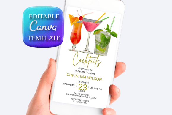 Adult Cocktail Party Digital Invitation