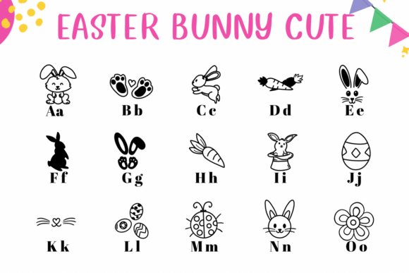Easter Bunny Cute Font PNG with transparent background - Preview 1