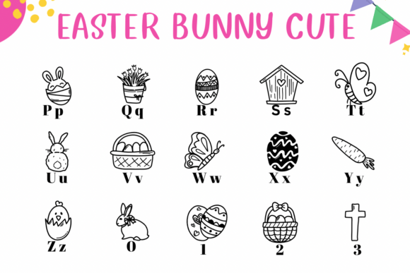 Easter Bunny Cute Font PNG with transparent background - Preview 2
