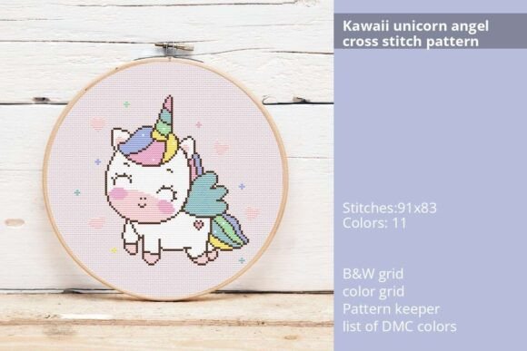 Kawaii Unicorn Angel Cross Stitch