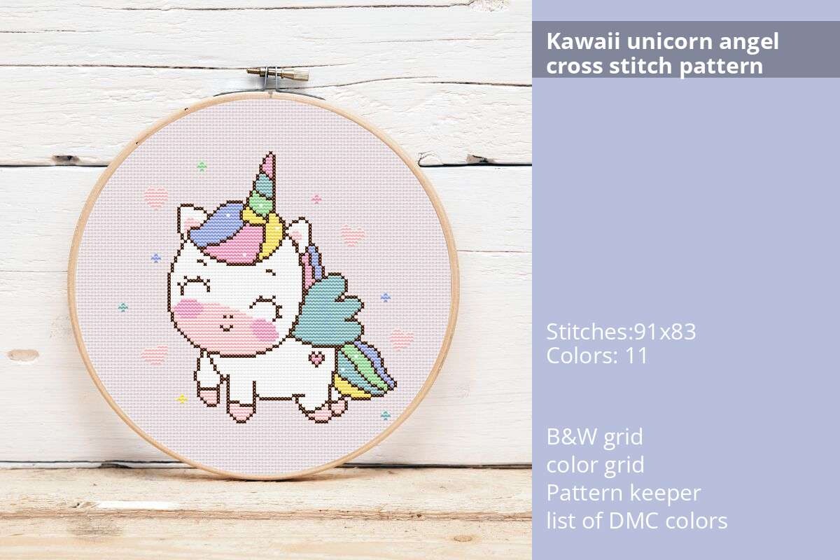Kawaii Unicorn Angel Cross Stitch