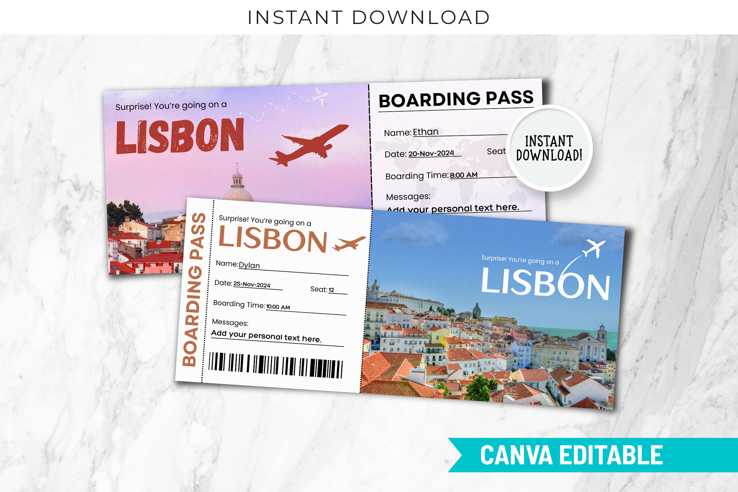 Lisbon Boarding Pass Template