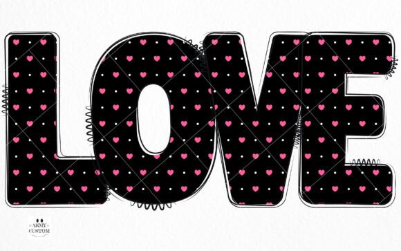 Love Valentine's Polka Dot Heart Font PNG with transparent background - Preview 1