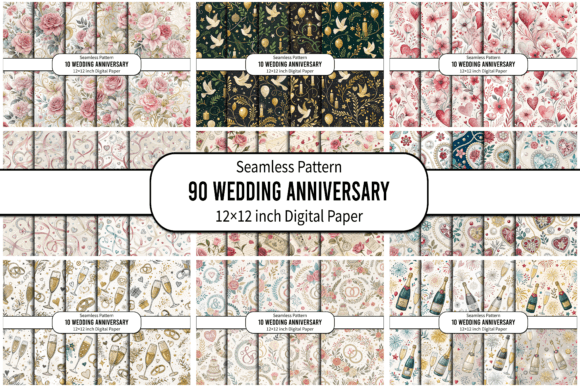 Wedding Anniversary Seamless Pattern Graphic by MH Creation House ...