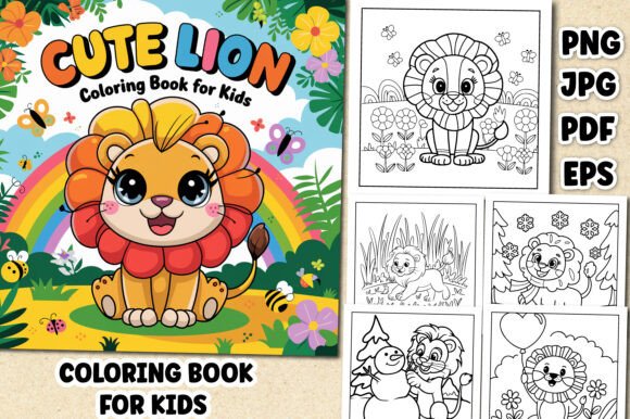 Cute Lion Coloring Book for Kids