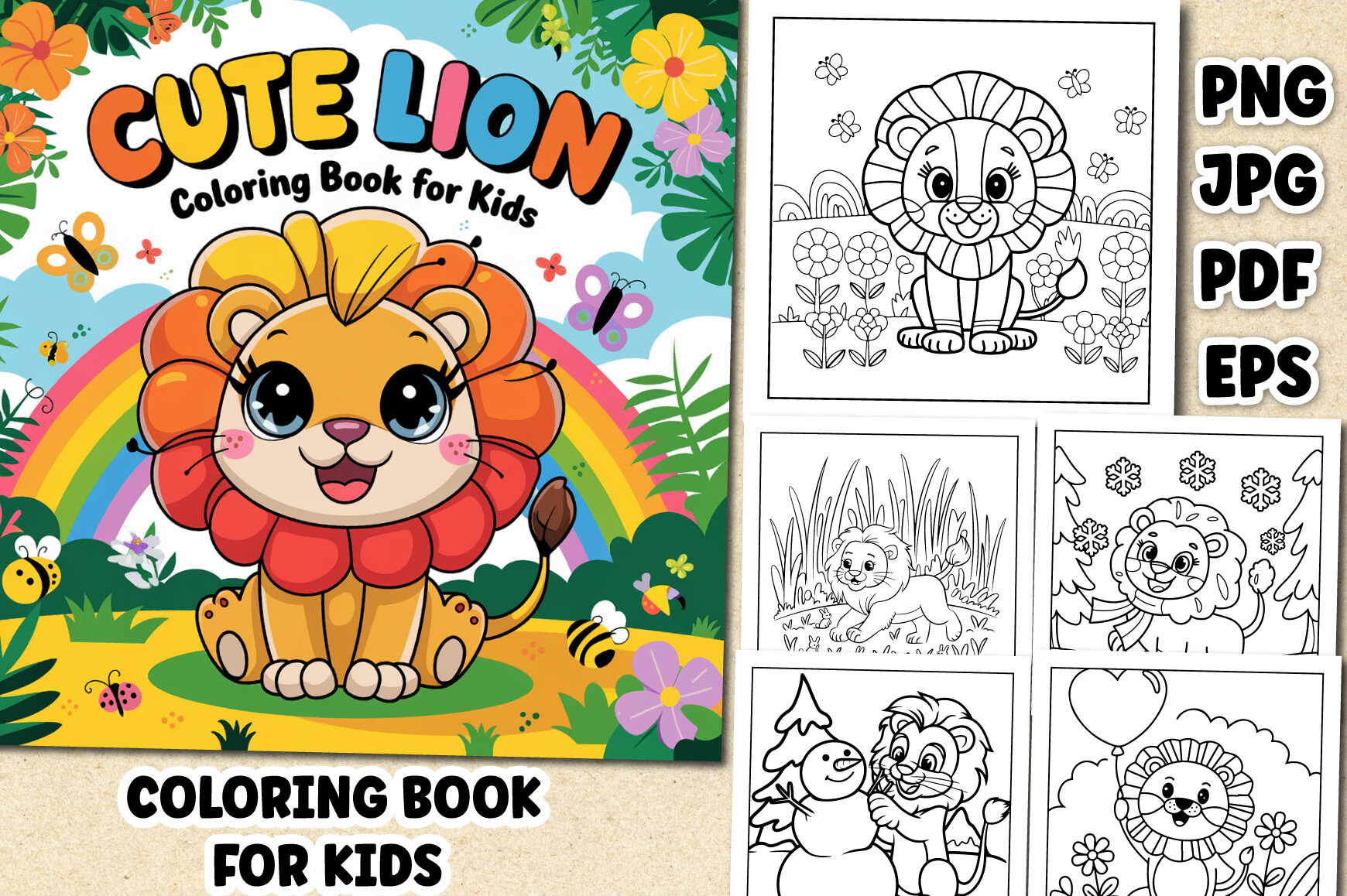 Cute Lion Coloring Book for Kids