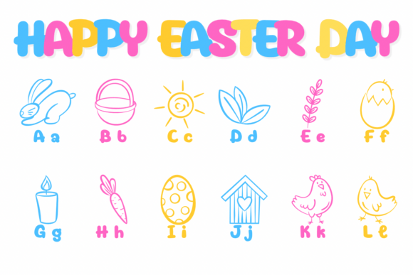 Happy Easter Day Font PNG with transparent background - Preview 1