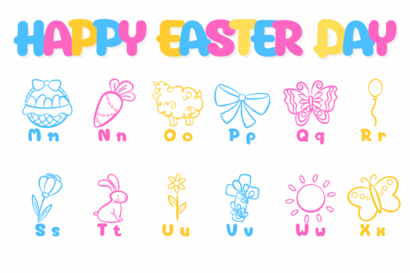 Happy Easter Day Font PNG with transparent background - Preview 2