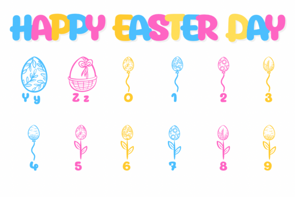 Happy Easter Day Font PNG with transparent background - Preview 3