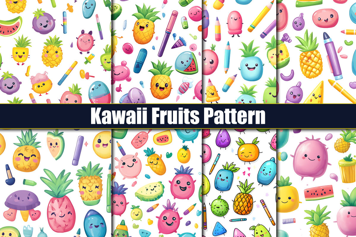 Kawaii Fruits Pattern Graphic by protabsorkar11 · Creative Fabrica