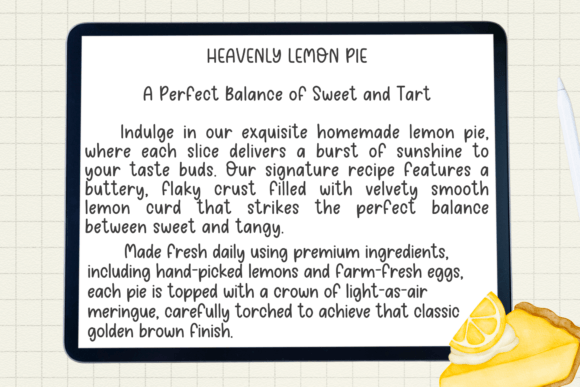 Lemon Pie Font font preview - 3