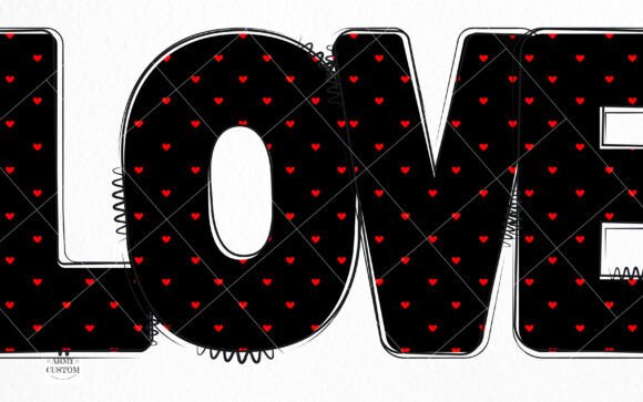 Love Valentine's Mini Heart Font PNG with transparent background - Preview 1