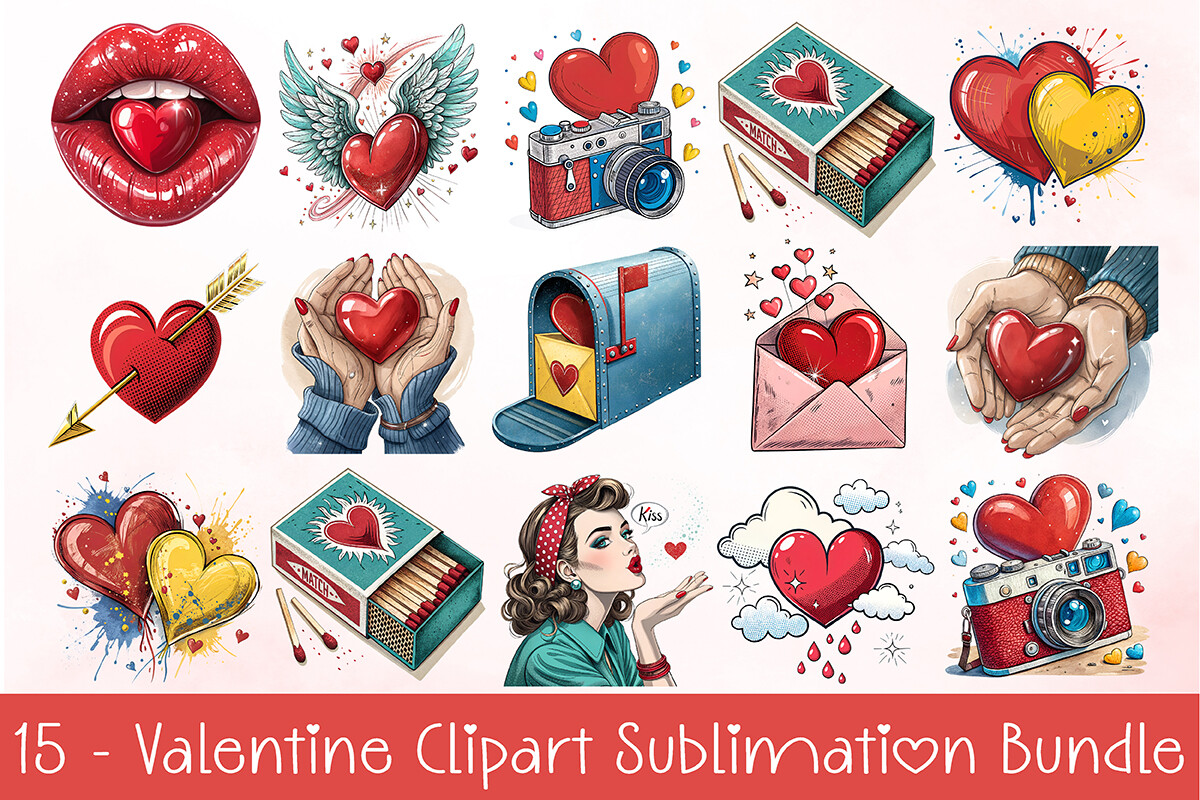 Valentine Clipart Sublimation PNG Bundle Graphic by BDB_Graphics ...